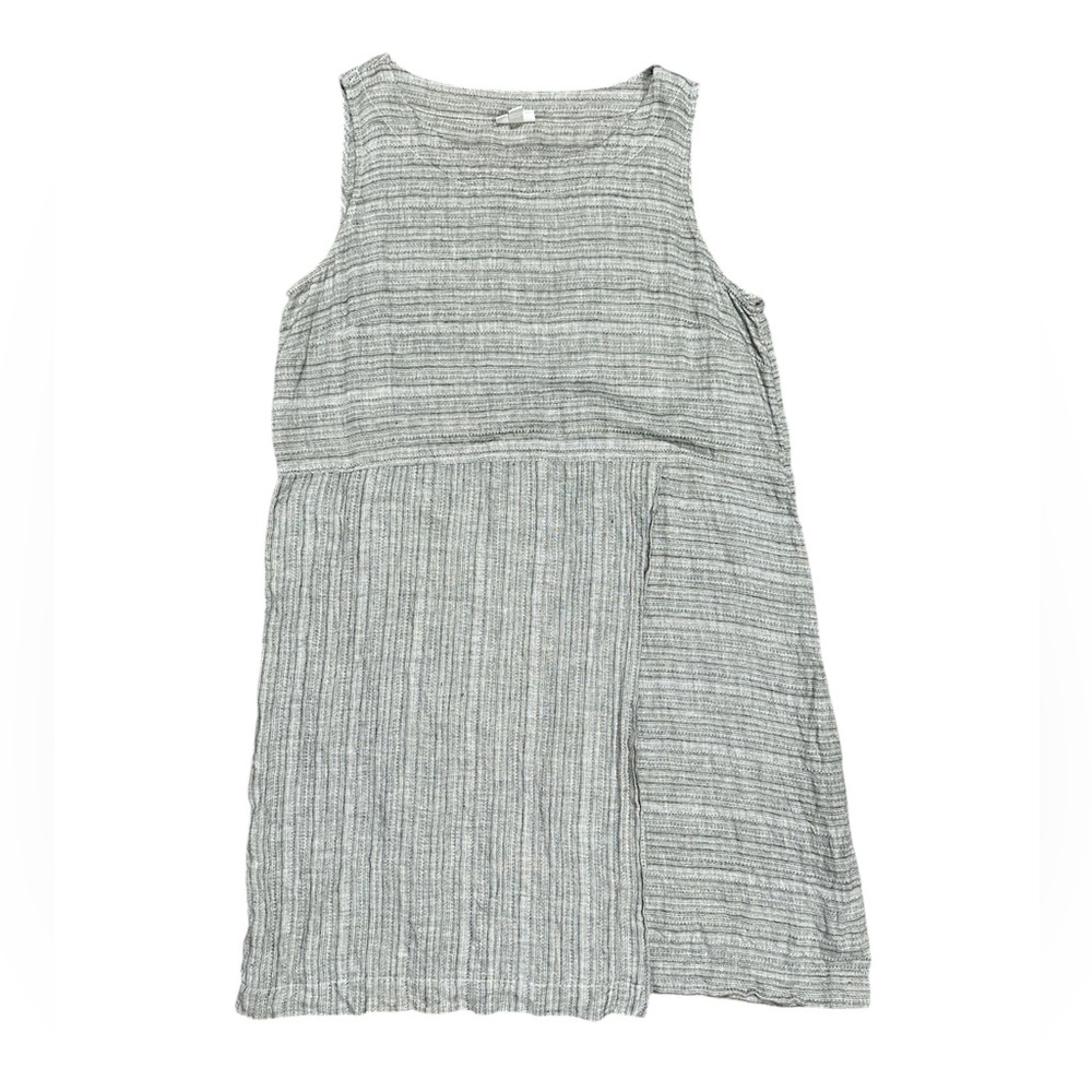 Pure Jill 100% Linen Faux Wrap Shift Dress Gray Lagenlook Sleeveless Size XL - Picture 7 of 13